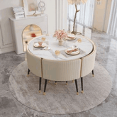 Trueliving  Golden Cream Luxurious Dinning Table H 30 x W 45 x D 35; Chair : H 34 x W 18 x D 18